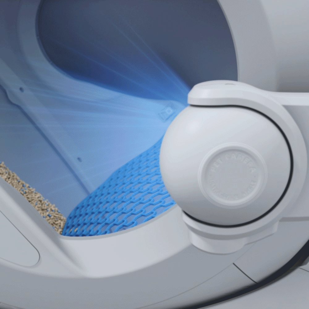 Purobot Ultra Automatic Cat Litter Box capturing stool and clump images, comparing with health charts for early detection of constipation, diarrhea, hematuria, and other urinary or digestive issues