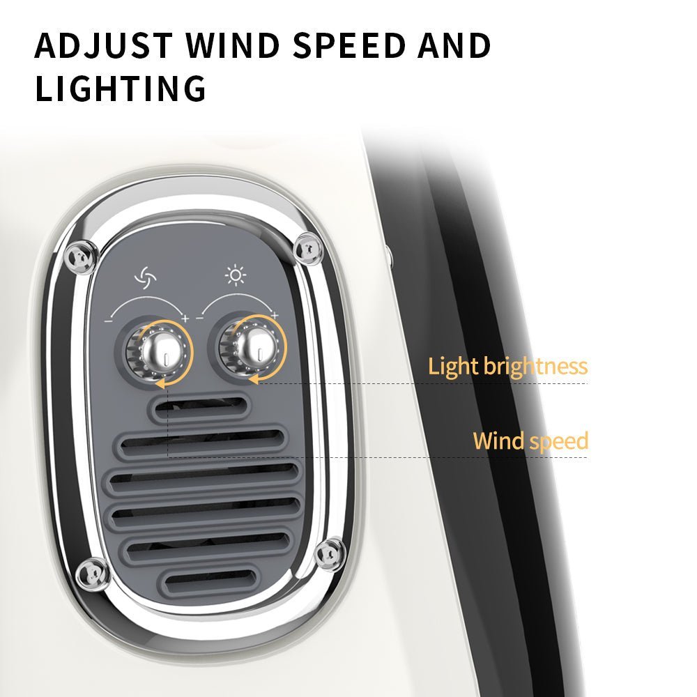 Breezy 2 Cat Carrier with adjustable wind speed and lighting controls to adapt airflow and visibility based on outdoor conditions