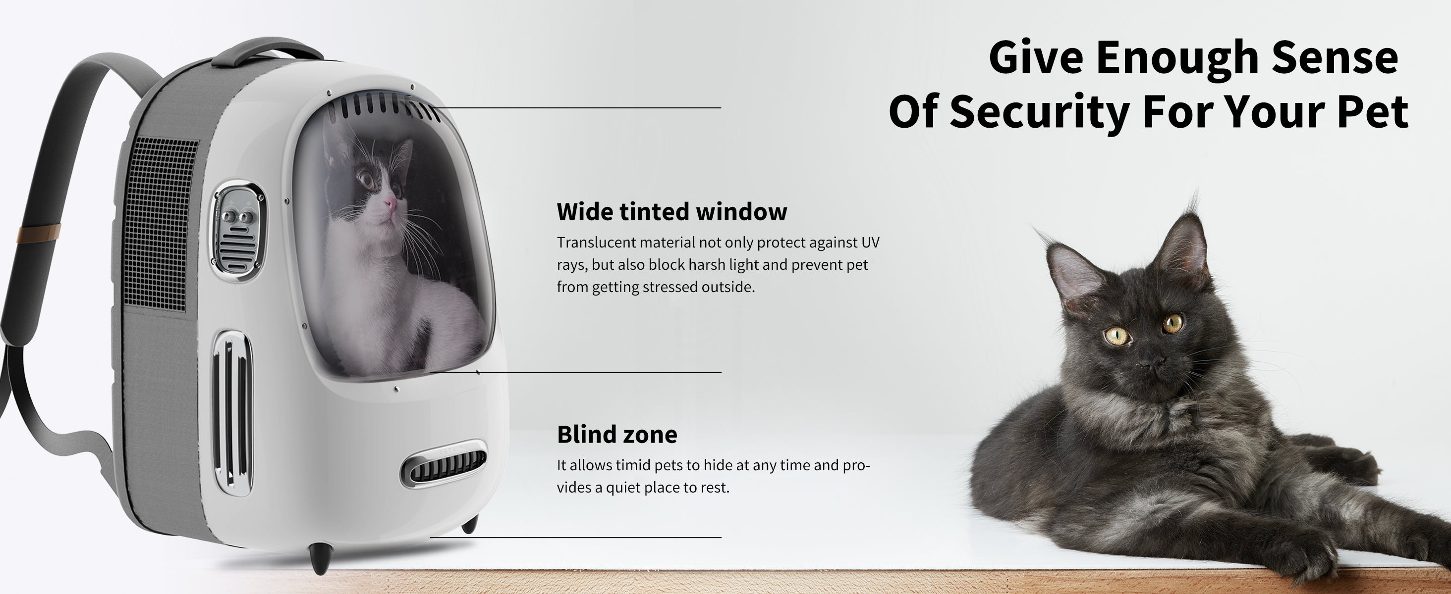 Breezy 2 Cat Carrier featuring a wide tinted window that blocks harsh light and UV exposure while providing pets with a secure view