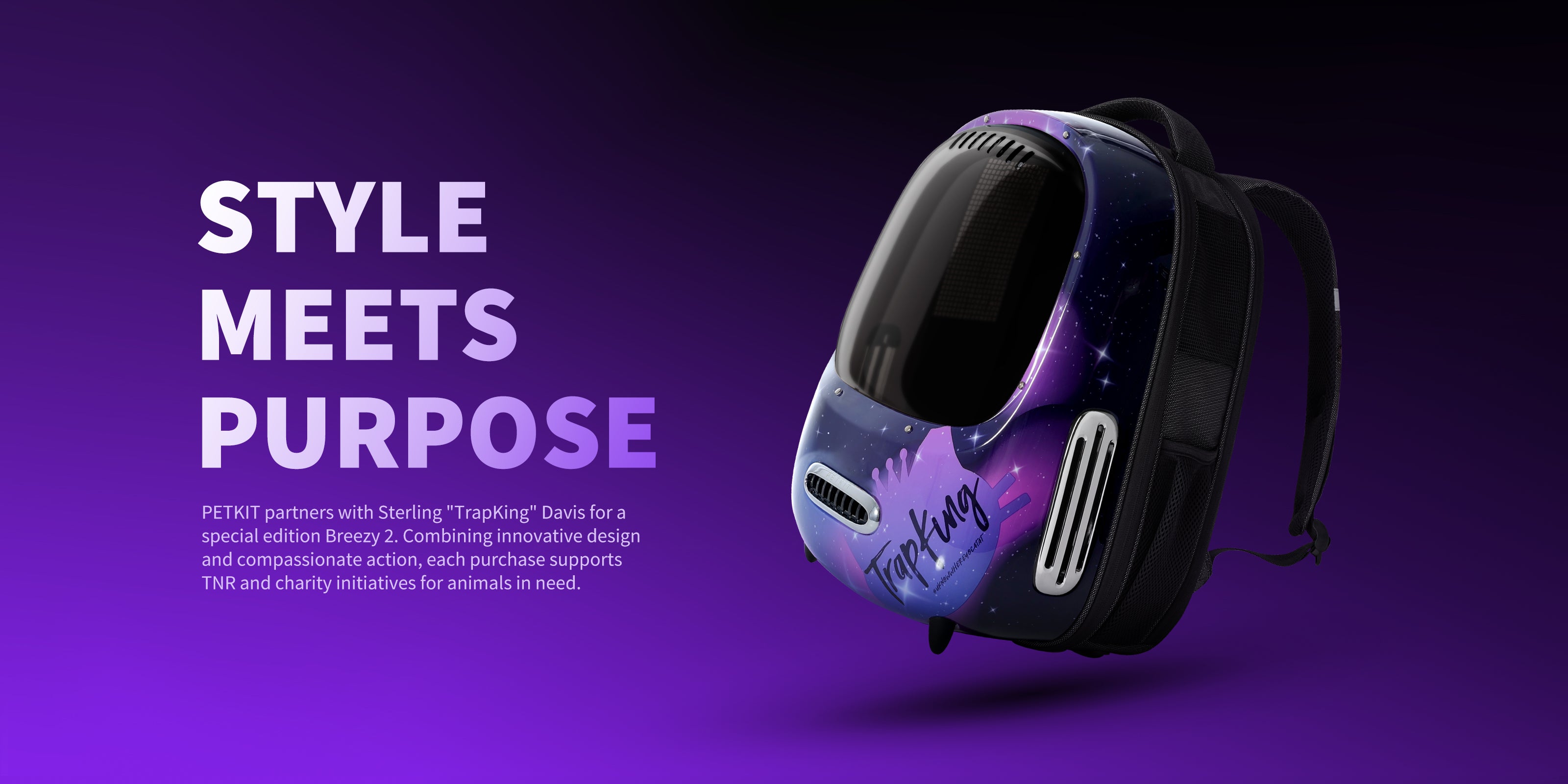 Breezy 2 Cat Carrier TrapKing Davis representing a special collaboration that combines bold design with purpose-driven pet welfare support