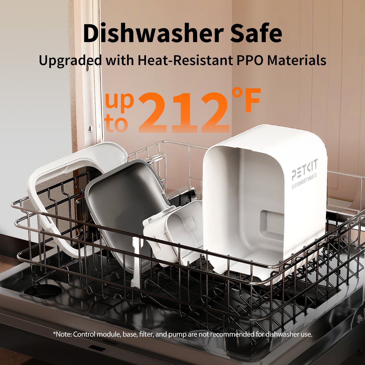 PETKIT EVERSWEET MAX 2 (UVC) upgraded with heat-resistant PPO materials up to 212°F, dishwasher safe for easy cleaning