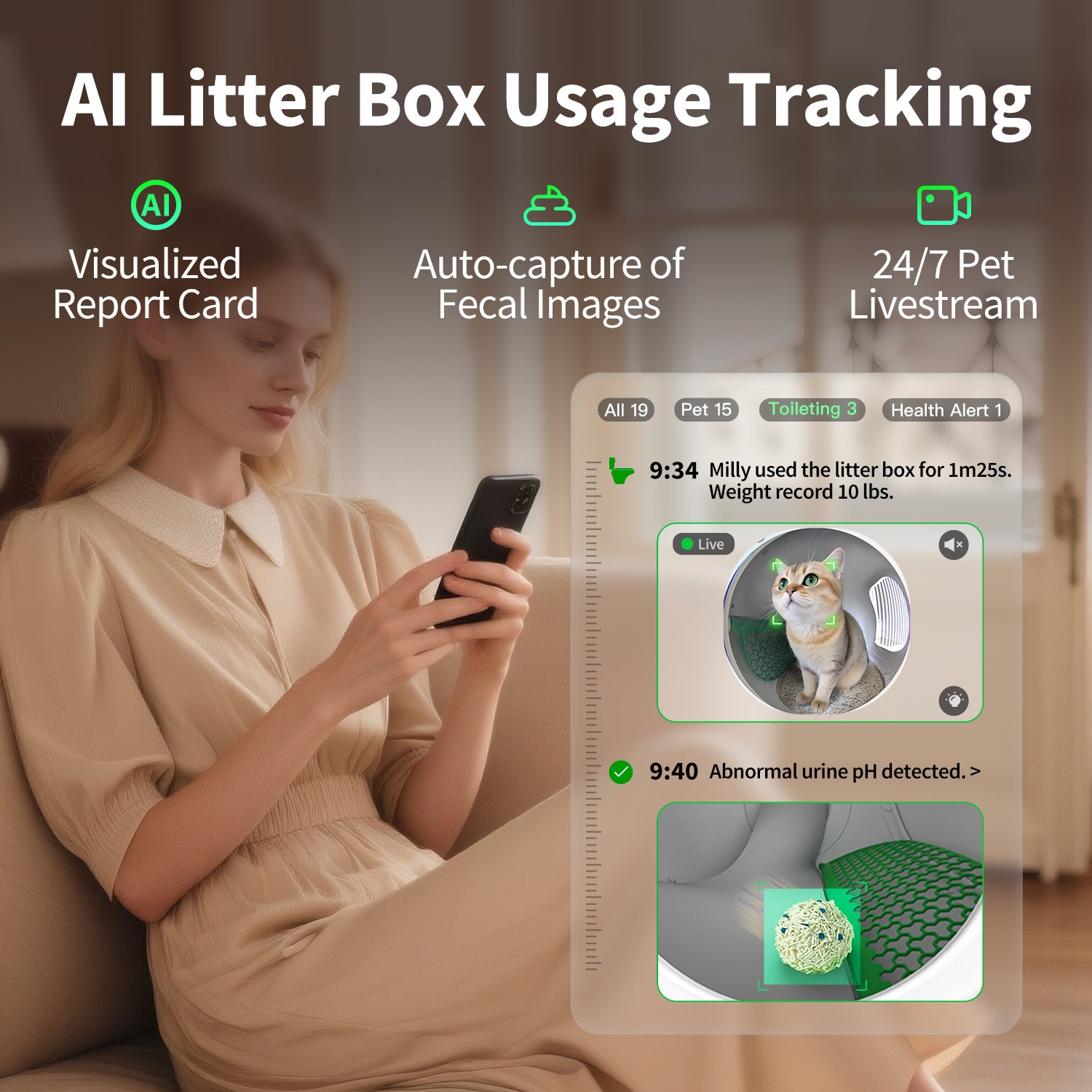 PUROBOT MAX PRO 2 AI camera tracking litter box usage and cat activity