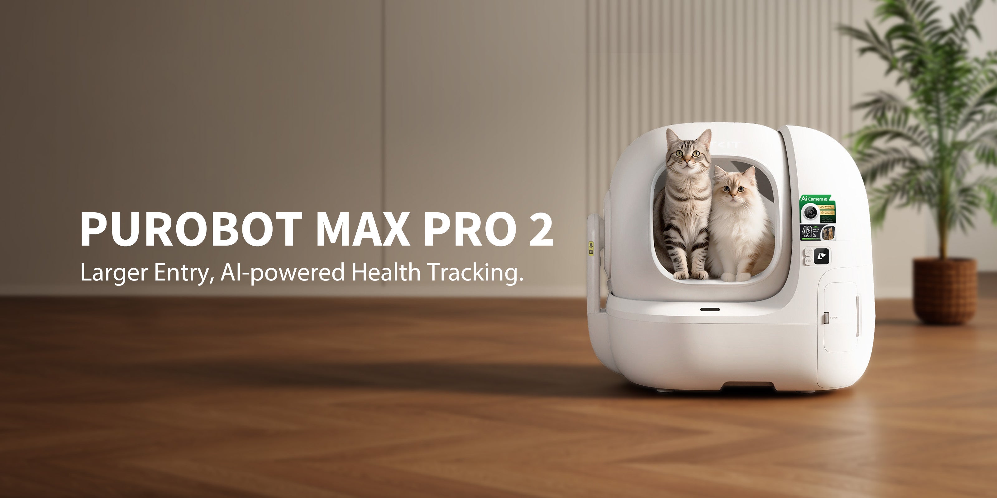 PUROBOT MAX PRO 2 automatic cat litter box banner with larger entry and AI-powered health tracking