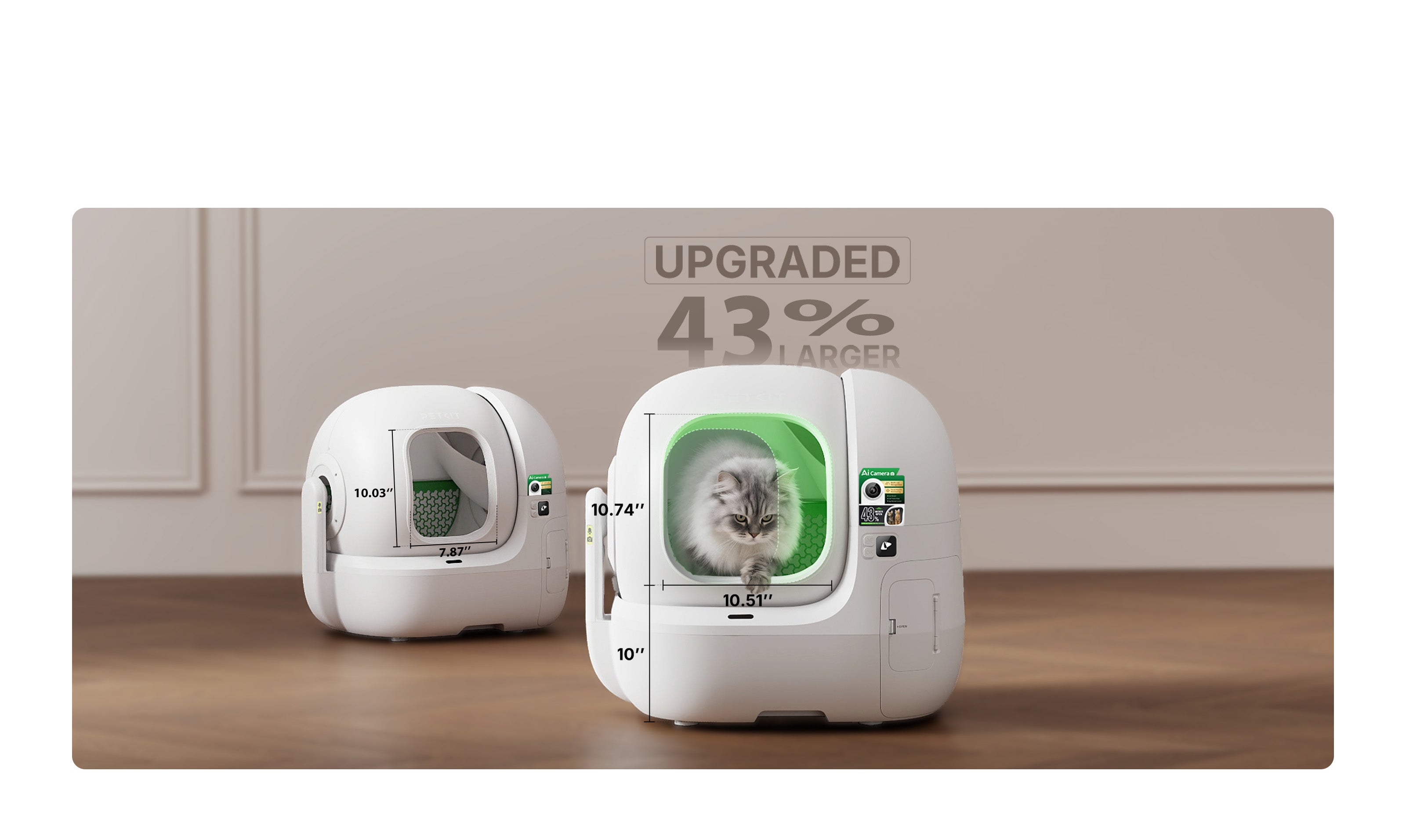 PUROBOT MAX PRO 2 litter box 43% larger entry for easy access, suitable for large, senior, and short-legged cats