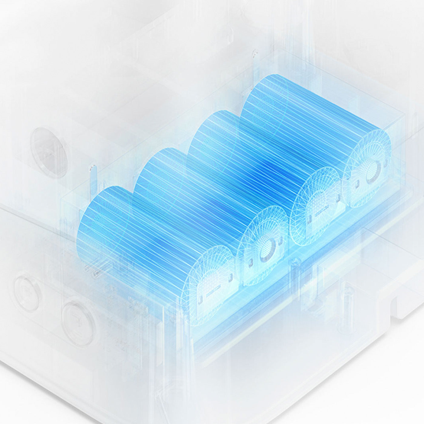 Backup battery system keeps the feeder working during outages.