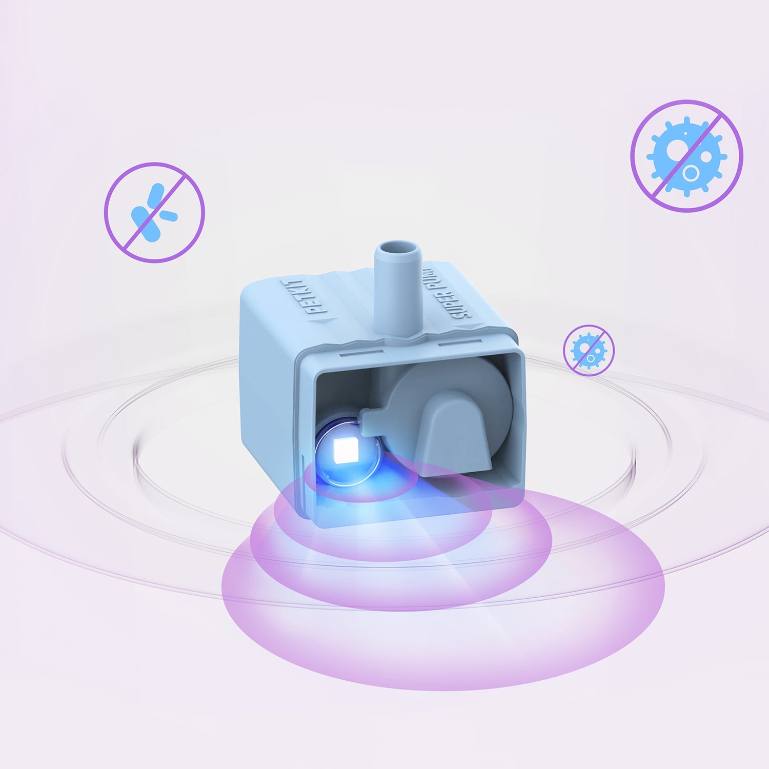 Wireless Water Pump using built-in UVC disinfection to reduce harmful bacteria in circulating drinking water