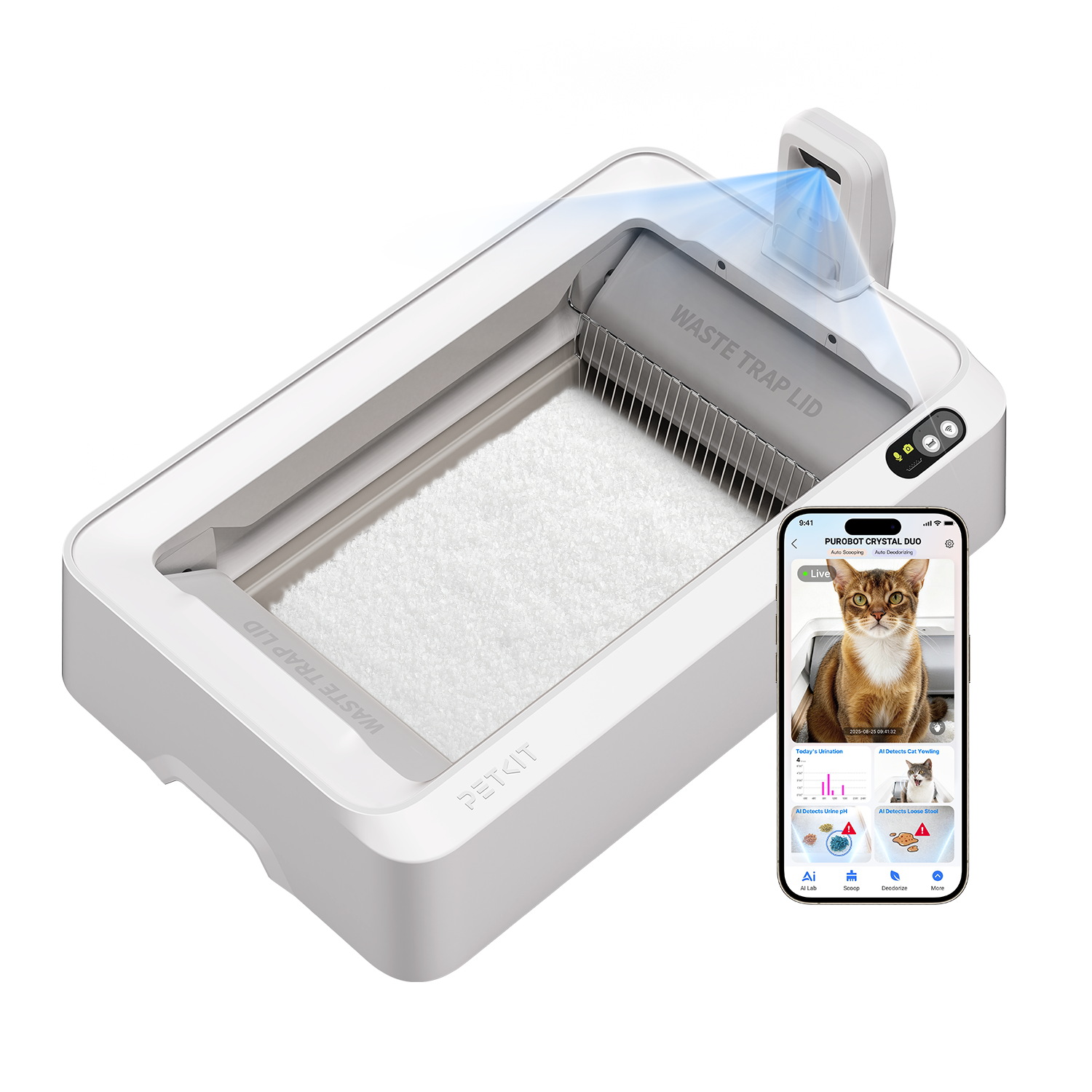 Purobot Crystal Duo Automatic Cat Litter Box with Camera