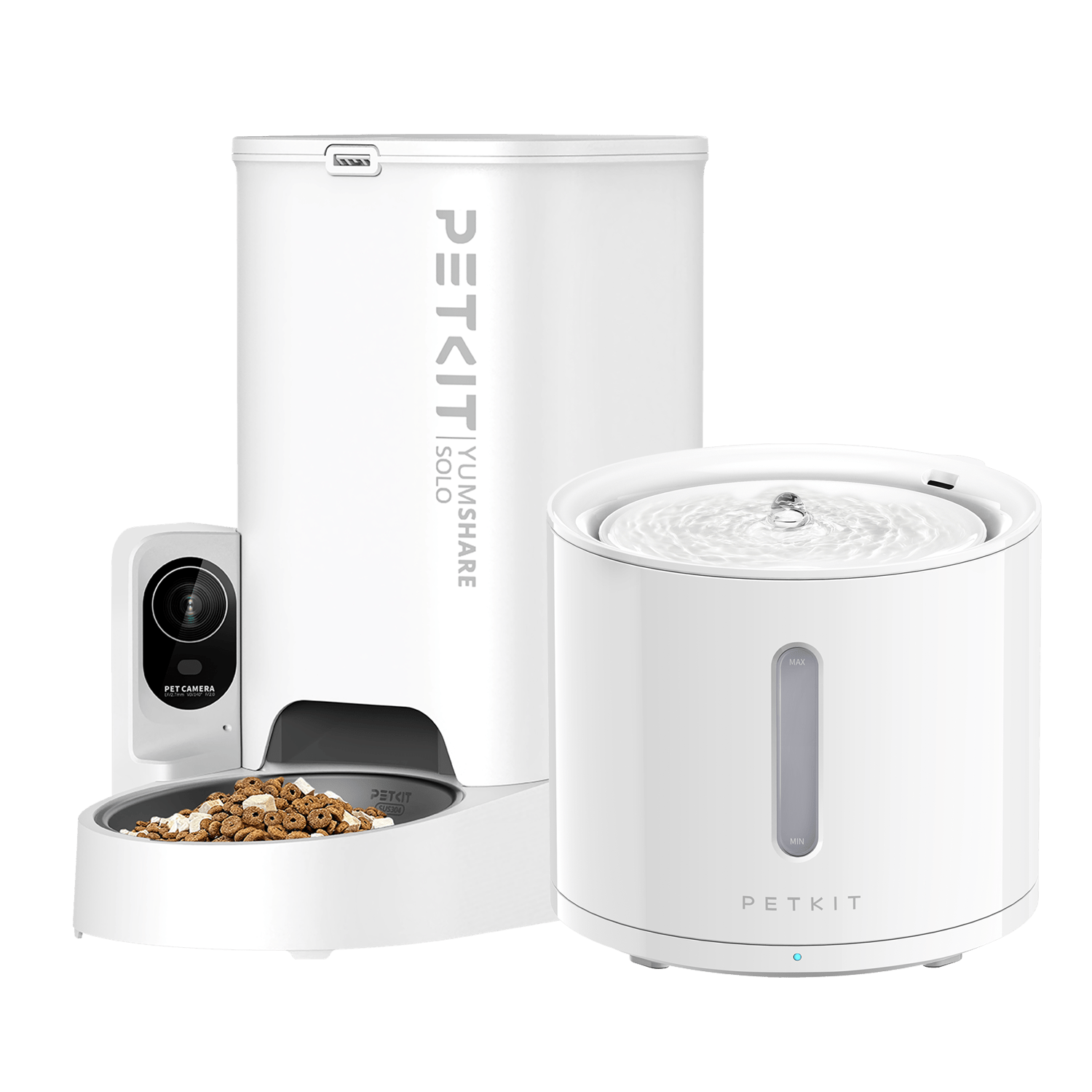 PETKIT YumShare Solo with camera automatic cat feeder  paired with PETKIT EverSweet Solo 2 fountain, designed for fresh food and clean water every day